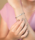Crystal Motif Kada Bracelet (Silver)