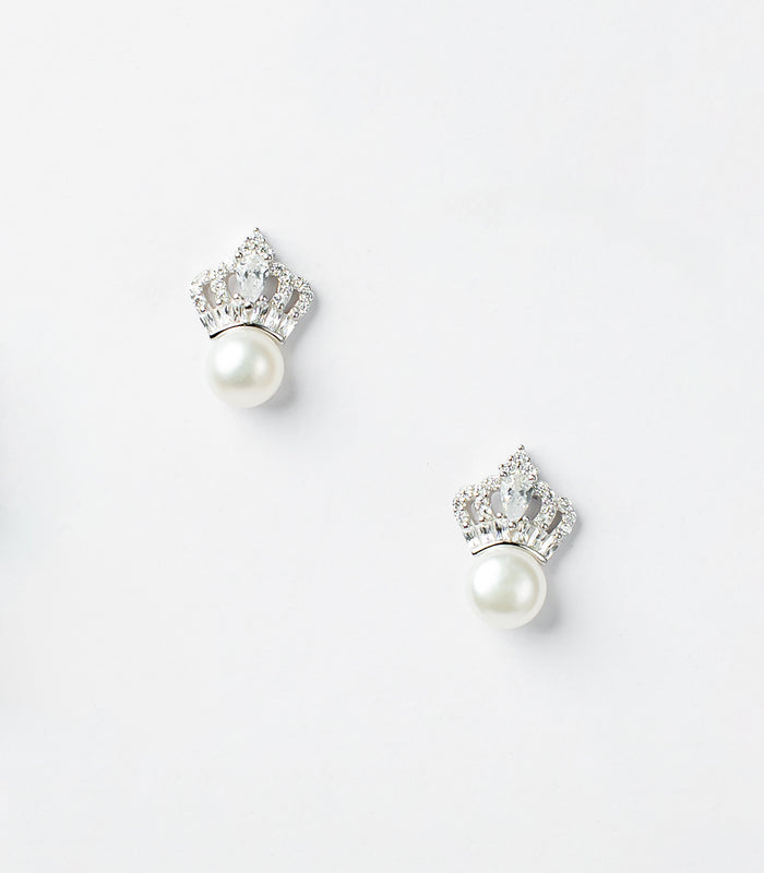 Crystal Pearl Crown Tops (Silver)