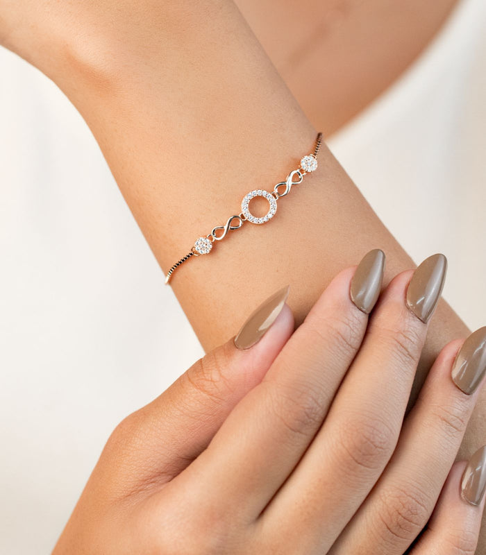 Crystal Ring Bracelet (Silver)