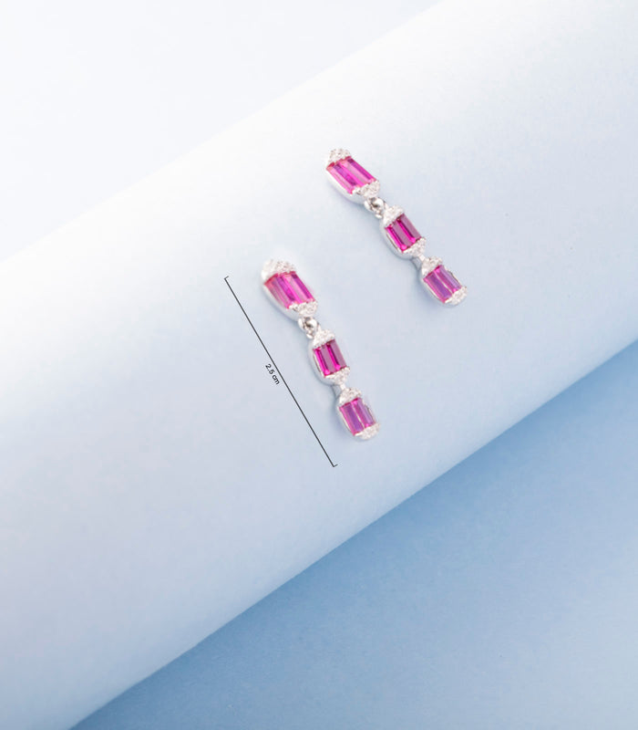 Merry Crystal Earrings- Pink (Silver)