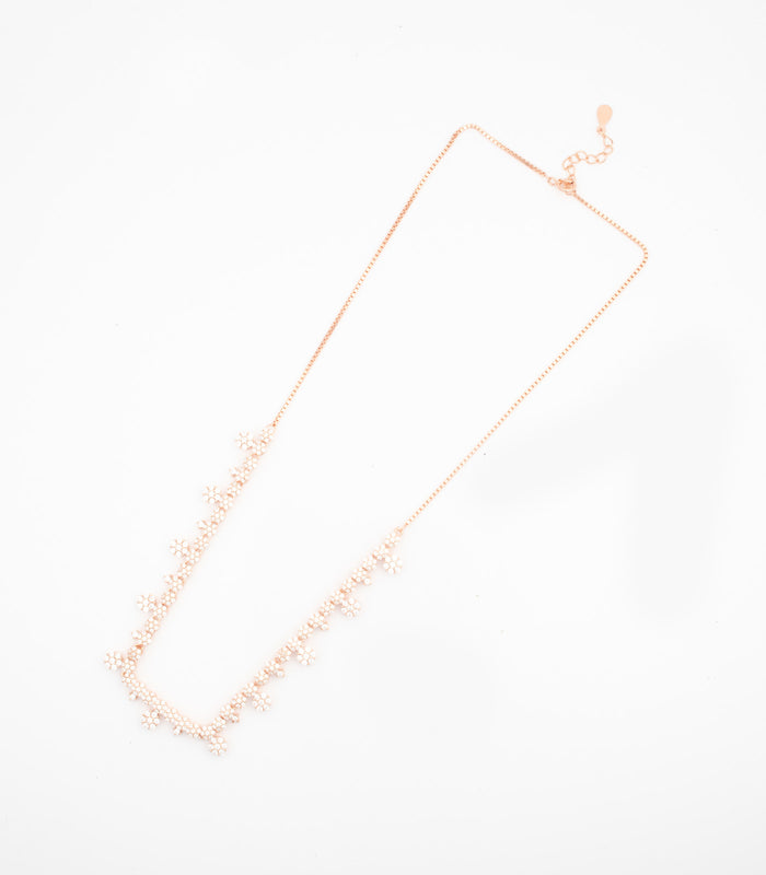 Curve Of Flowers Necklace Set (Silver)