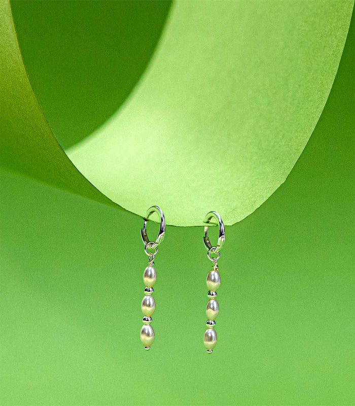 Dangling Beads Earrings (Silver)