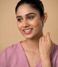 Dangling Bell And Pearl Gold Colour Necklace (Silver)