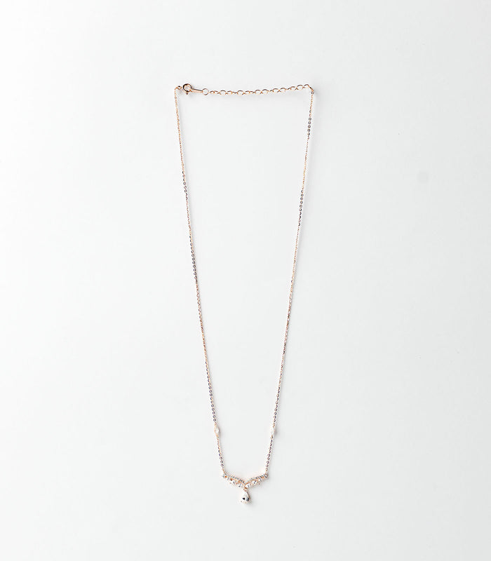 Dangling Drop Gold Coloured Necklace (Silver)