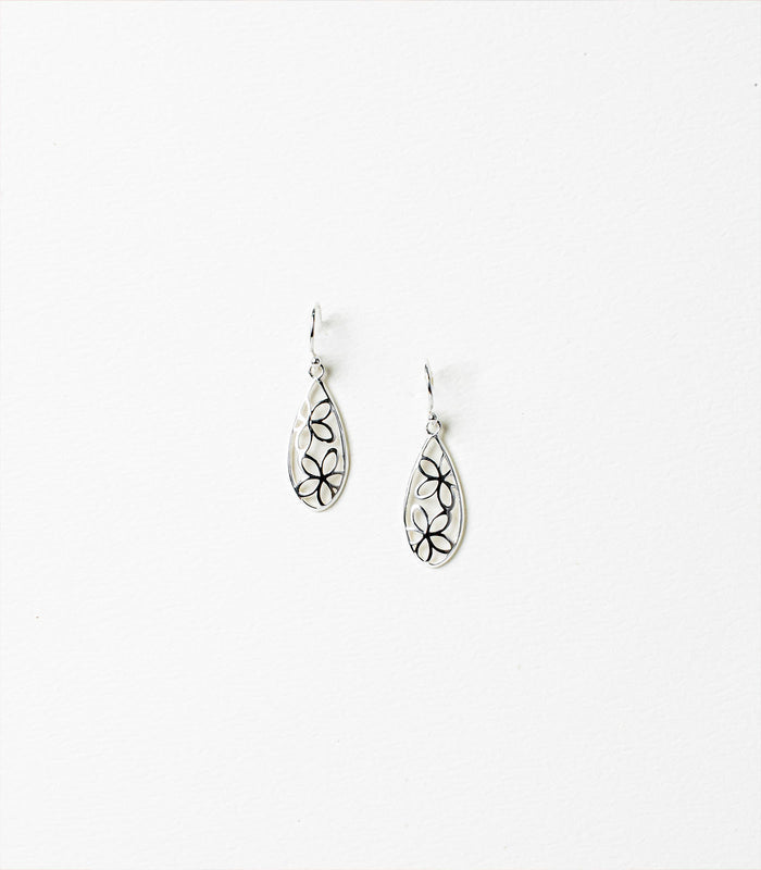 Dangling Floral Earrings (Silver)