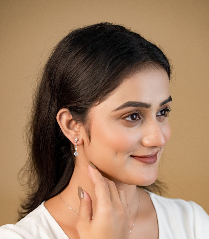 Dangling Hearts Earrings (Silver)