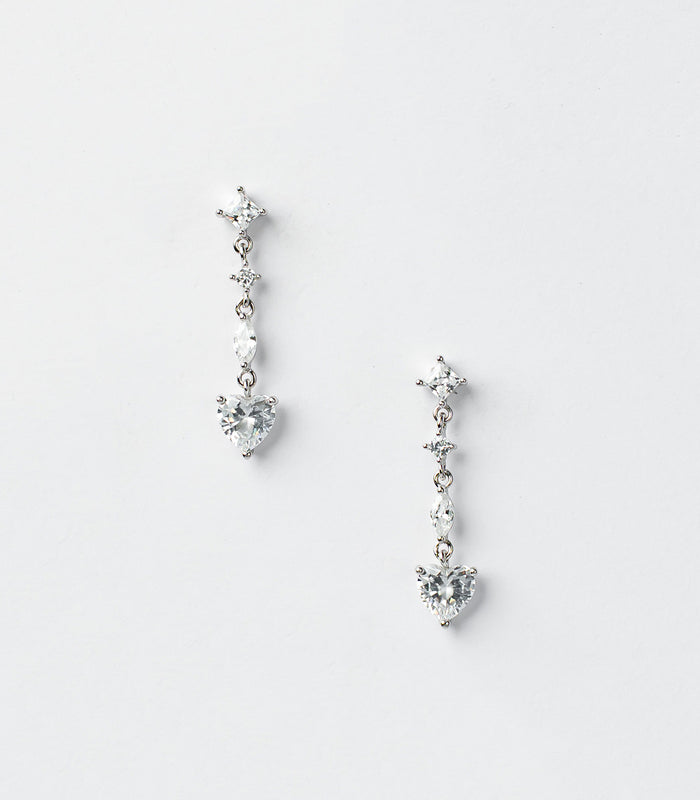 Dangling Hearts Earrings (Silver)