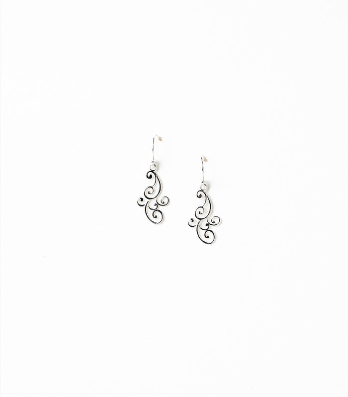 Dangling Outlined Swirls Earrings (Silver)