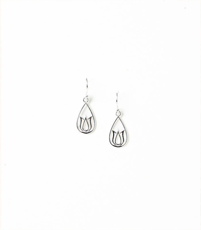 Dangling Rose Earrings (Silver)