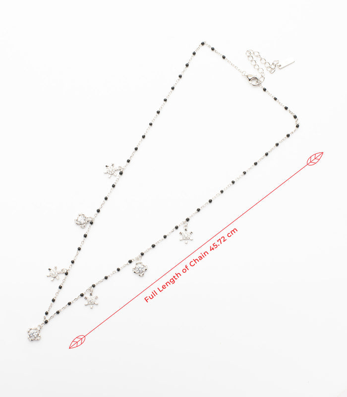 Dangling Stone Snowflake Mangalsutra (Silver)