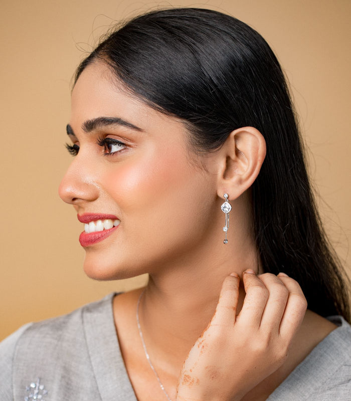 Dangling Stones Earrings (Silver)