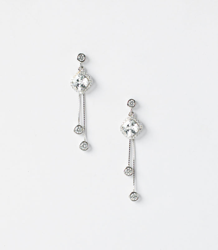 Dangling Stones Earrings (Silver)