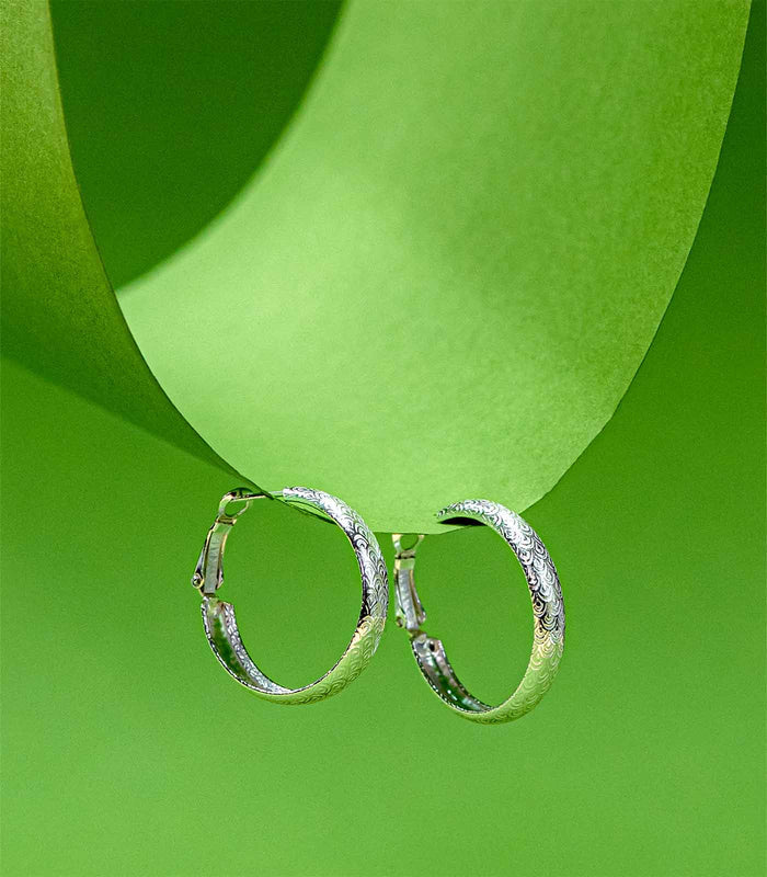 Designer Hoops Earrings (Silver)