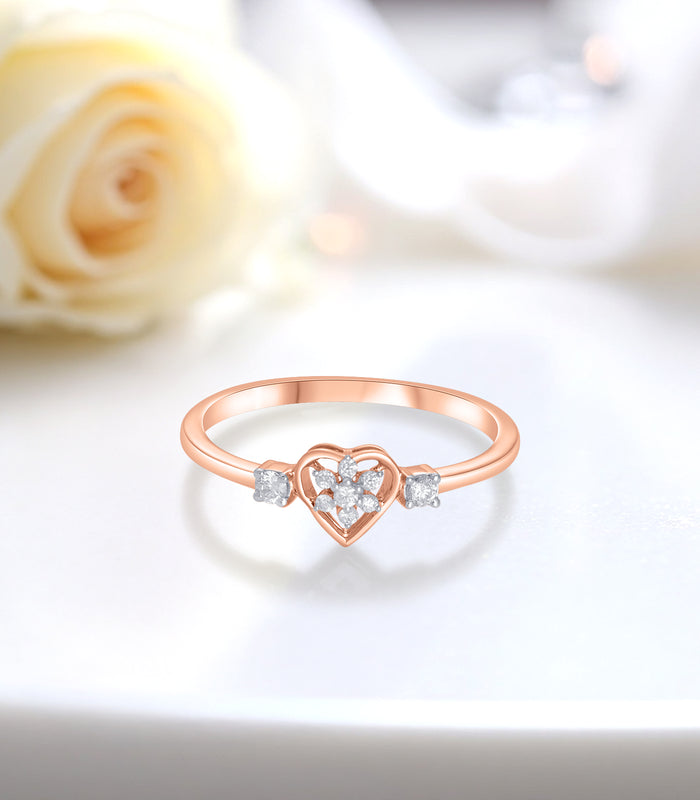 Diamond Floral Heart Ring