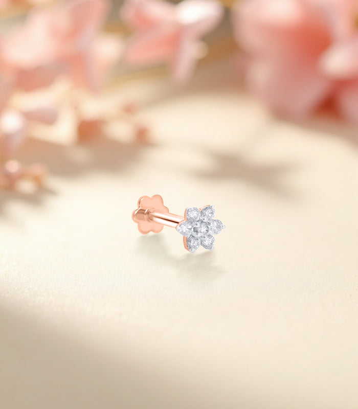 Diamond Flower Shaped Nosepin (Screw)