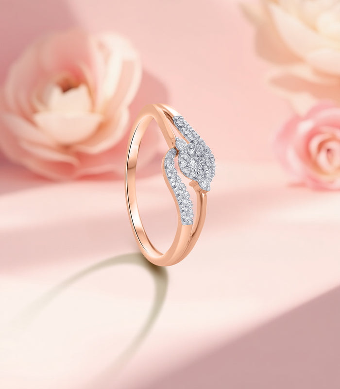 Diamond Leaf Shaped Ring