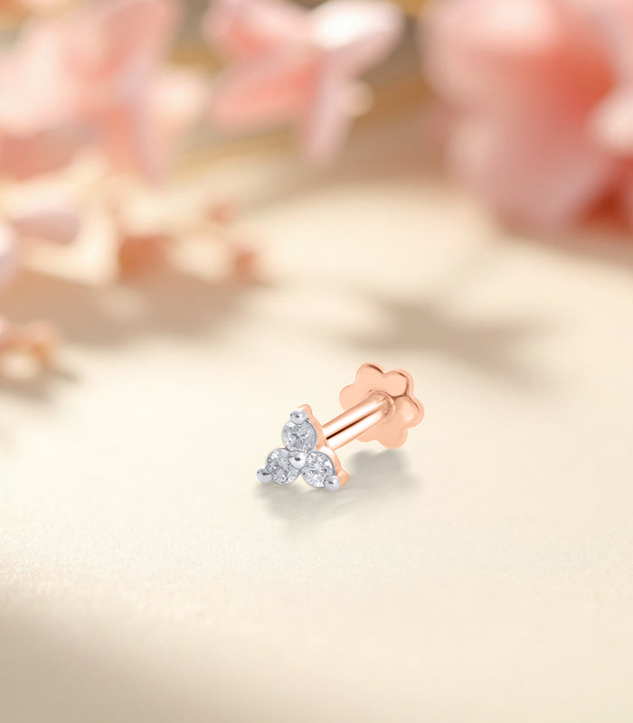 Diamond Triple Orb Nosepin (Screw)
