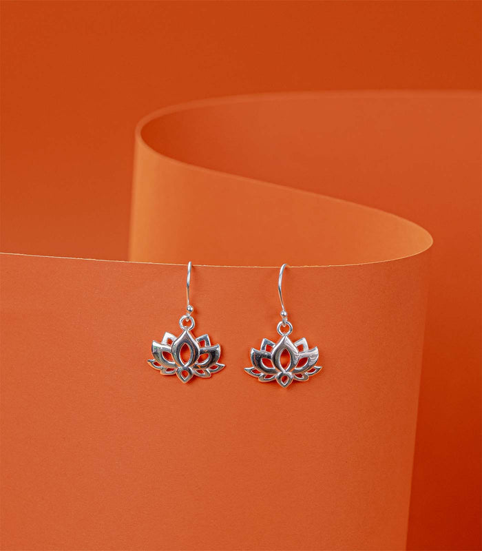 Divine Lotus Earrings (Silver)