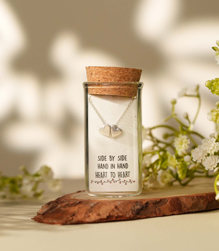 Double Joint Heart Necklace (Silver)