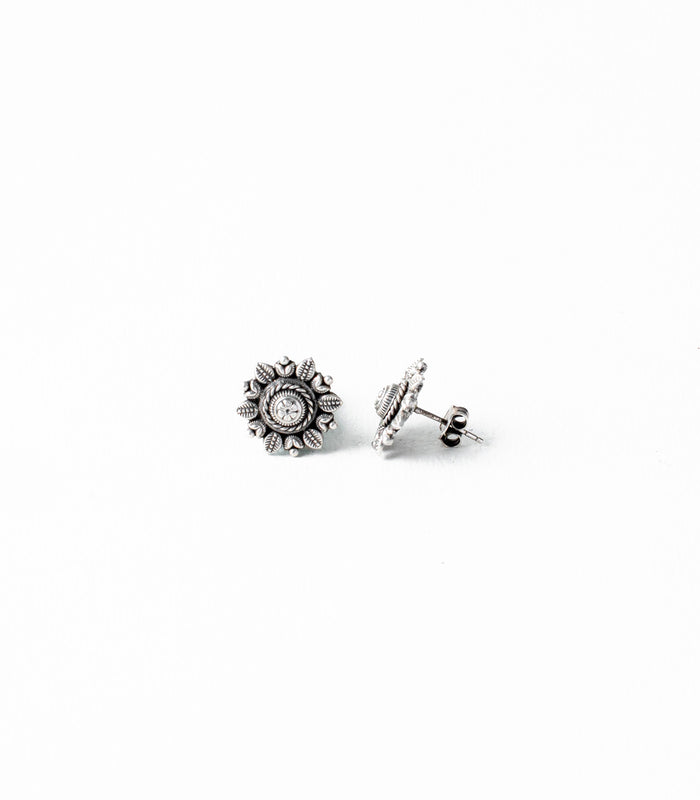 Double Layered Ethnic Floral Oxidized Tops (Silver)