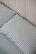 Double-Sided Waterproof Pillow Case - Blue Gingham/Solid Blue
