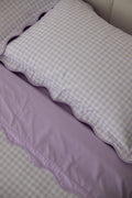 Double-Sided Waterproof Pillow Case - Lilac Gingham/Solid Lilac