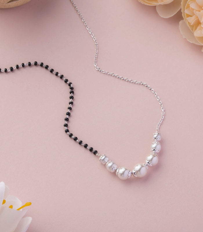Double Style Six Pearl Mangalsutra (Silver)