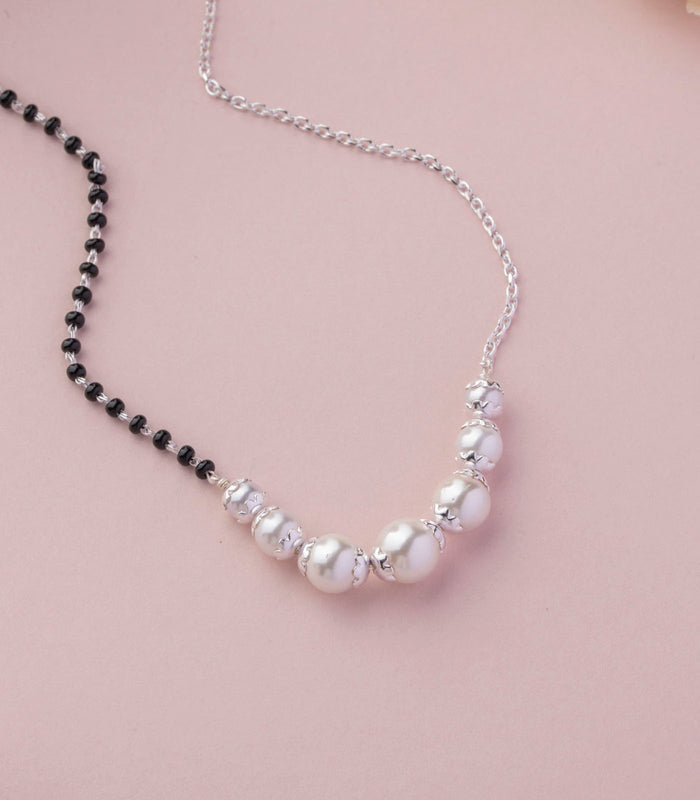 Double Style Six Pearl Mangalsutra (Silver)