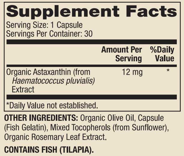 Dr. Mercola Astaxanthin 12 mg Ingredients