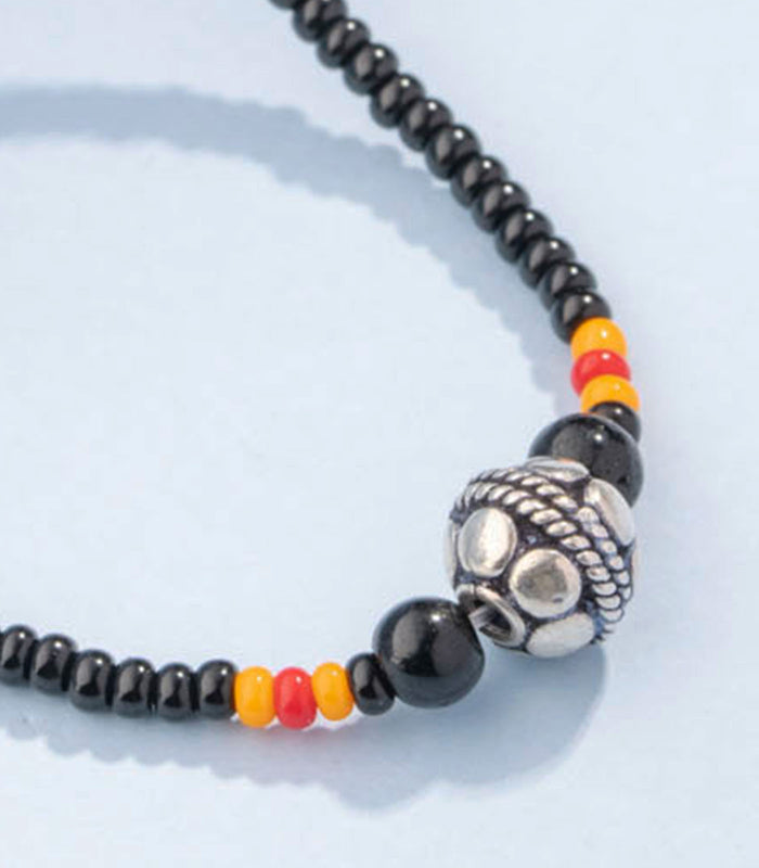Dual Coloured Beads Antique Mangalsutra (Silver)