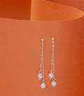 Dual Dangling Pearls Earrings (Silver)