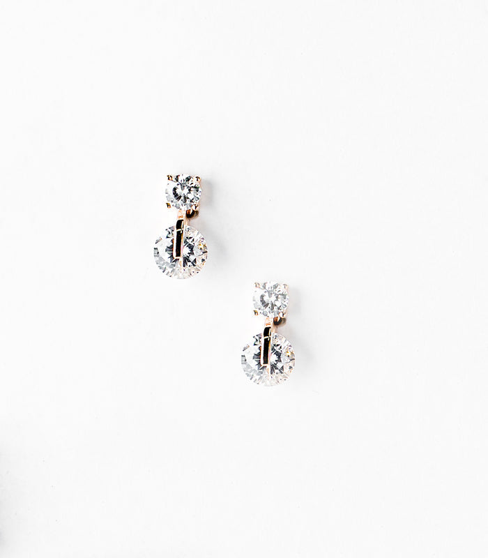 Dual Dangling Spheres Earrings (Silver)