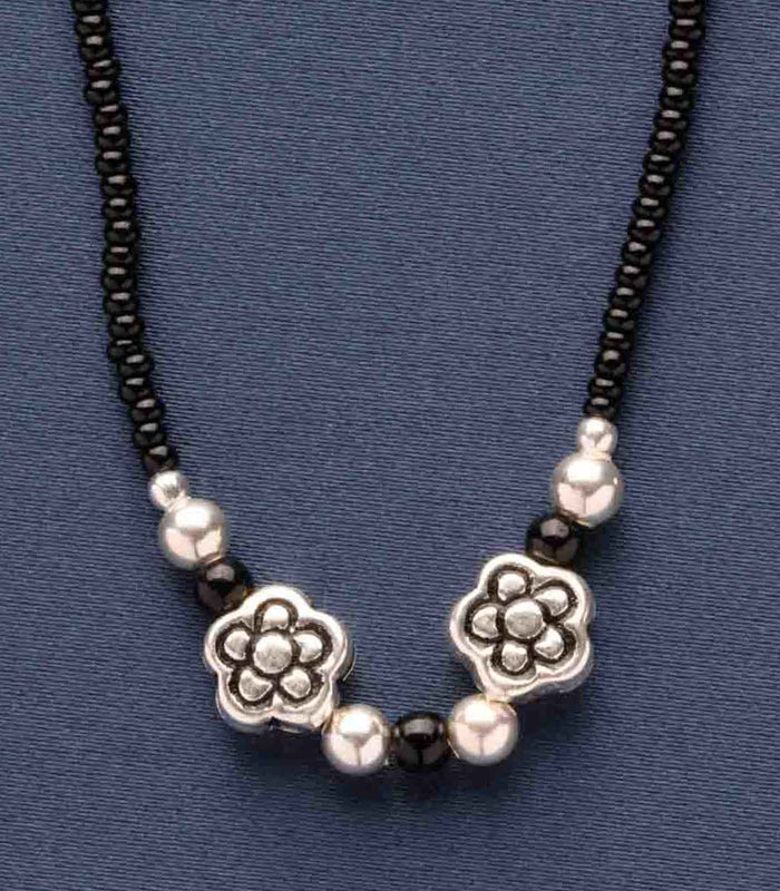 Dual Floral Antique Mangalsutra (Silver)