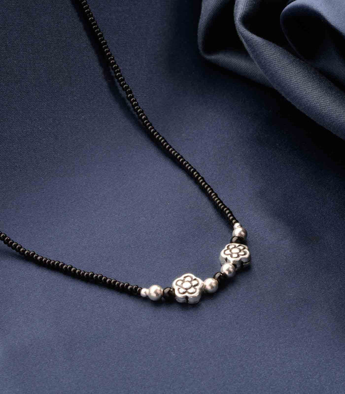 Dual Floral Antique Mangalsutra (Silver)