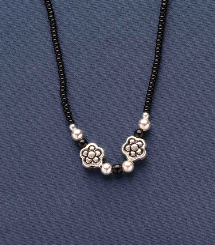 Dual Floral Antique Mangalsutra (Silver)