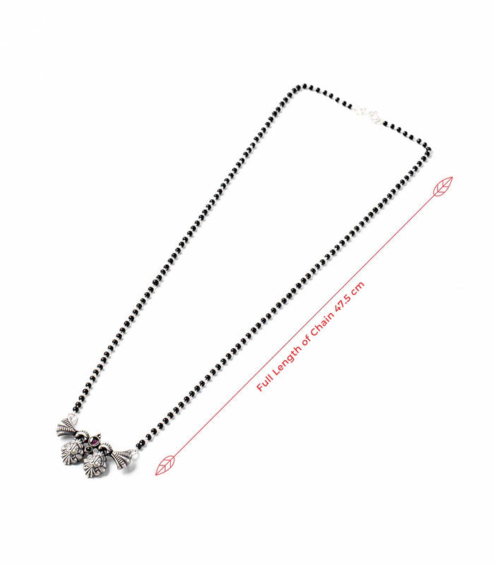 Dual Floral Multistone Antique Mangalsutra (Silver)