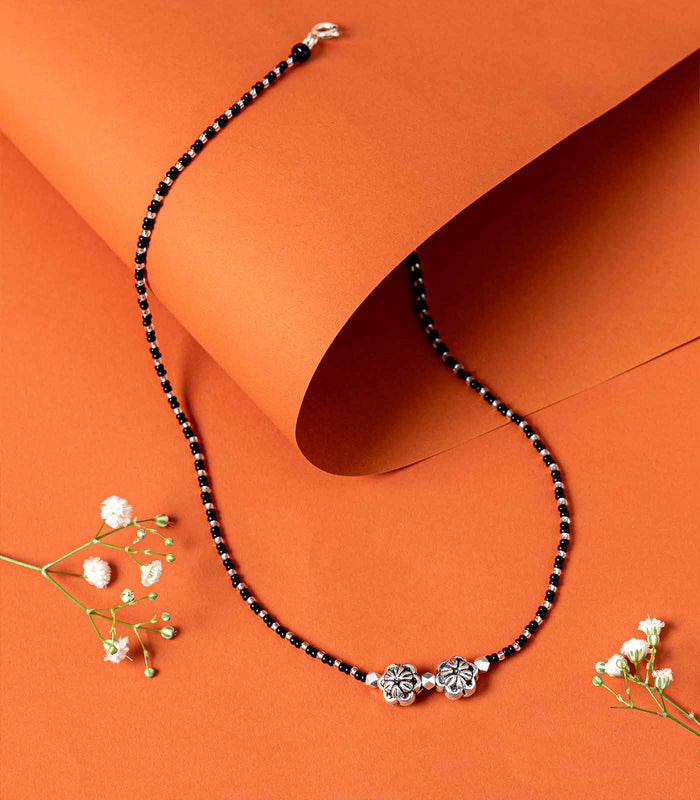 Dual Flower Antique Mangalsutra (Silver)