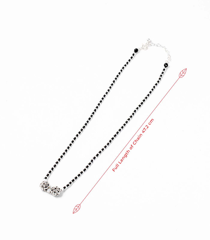 Dual Flower Antique Mangalsutra (Silver)