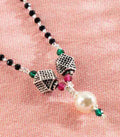 Dual Geometric Orb Pearl Mangalsutra (Silver)
