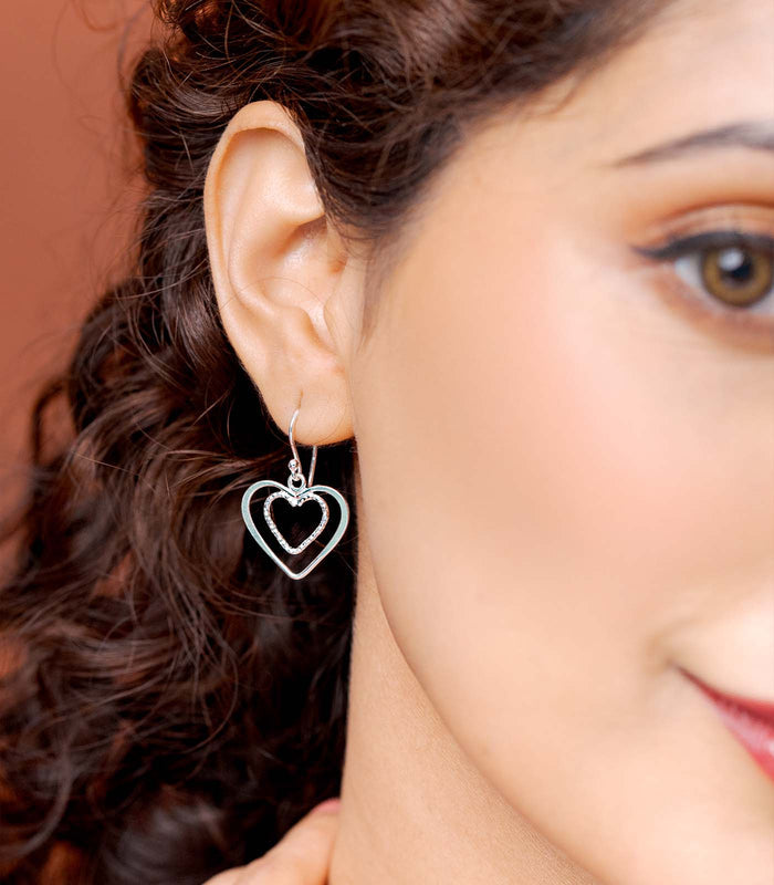 Dual Heart Earrings (Silver)