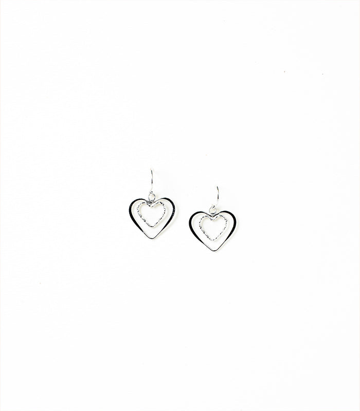 Dual Heart Earrings (Silver)