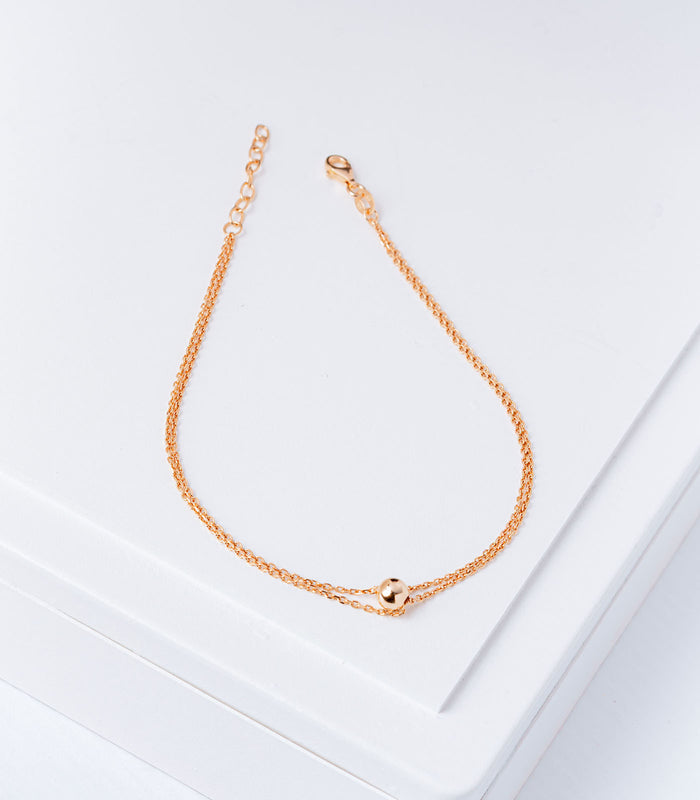 Dual Layered Gold Colored Anklet (Silver)