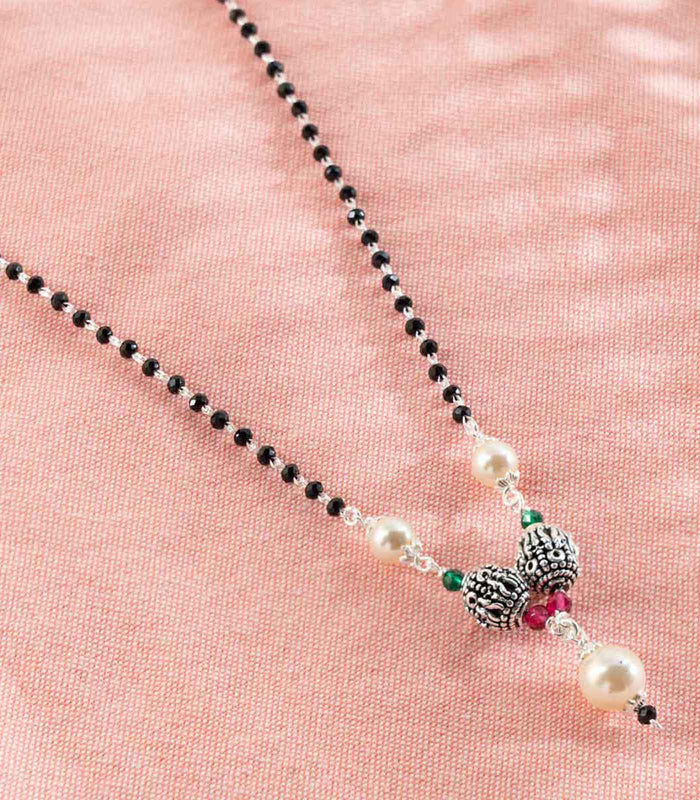 Dual Orb Pearl Mangalsutra (Silver)