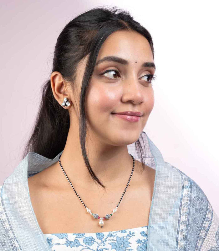 Dual Orb Pearl Mangalsutra (Silver)