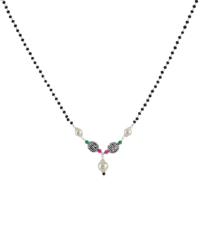 Dual Orb Pearl Mangalsutra (Silver)