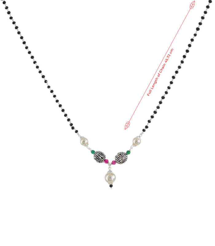Dual Orb Pearl Mangalsutra (Silver)