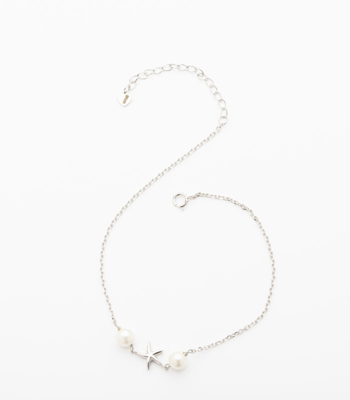 Dual Pearl With Star Anklet (Silver)