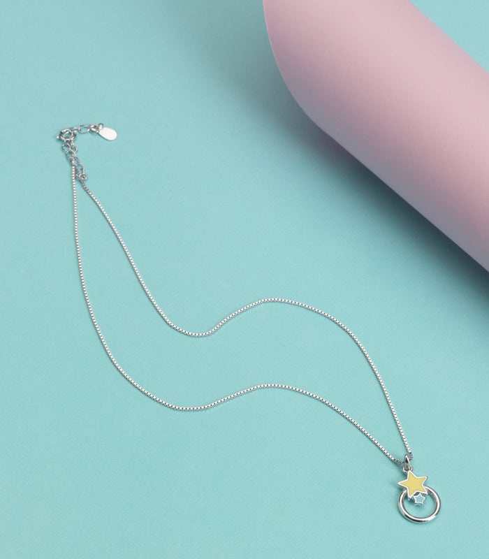 Dual Star Necklace (Silver)