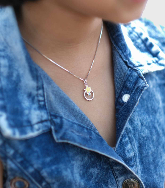Dual Star Necklace (Silver)