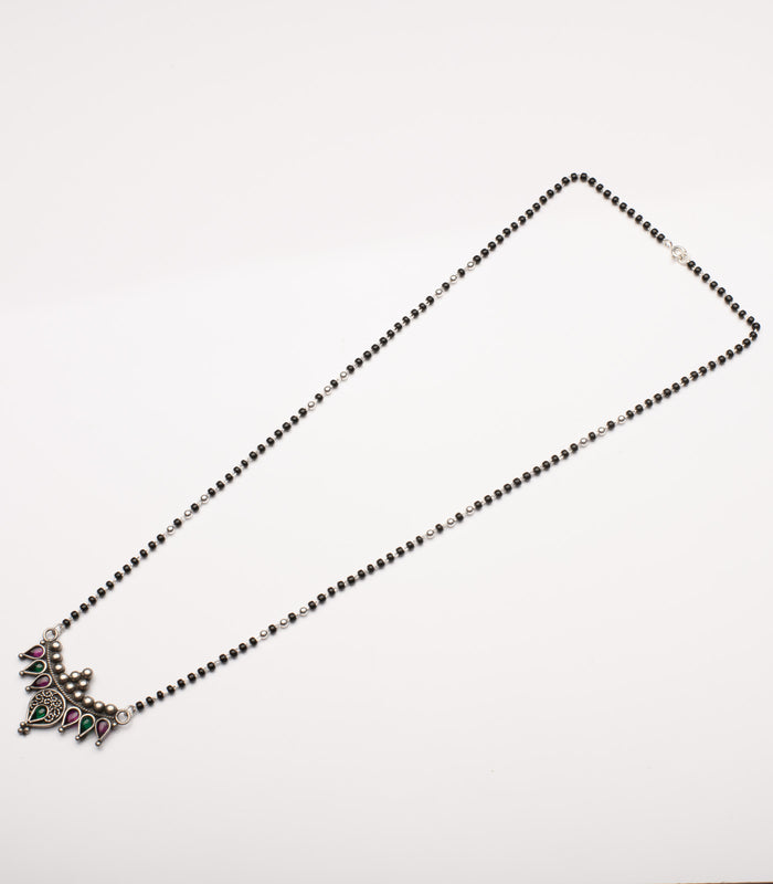 Dual Stone Antique Mangalsutra Set (Silver)